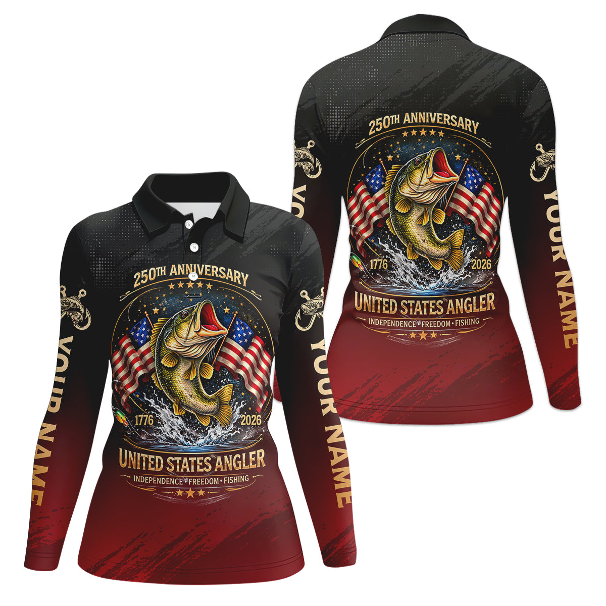 250th Anniversary Independence Freedom Fishing Patriotic Fishing Shirt, Fishing UPF Shirts, Women Fishing Shirt