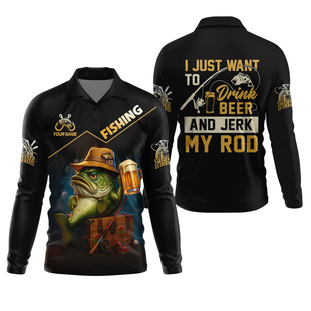 I Just Want To Drink Beer And Jerk My Rod Bass Fishing Shirt, Funny Fishing Shirt, Gift For Fisherman