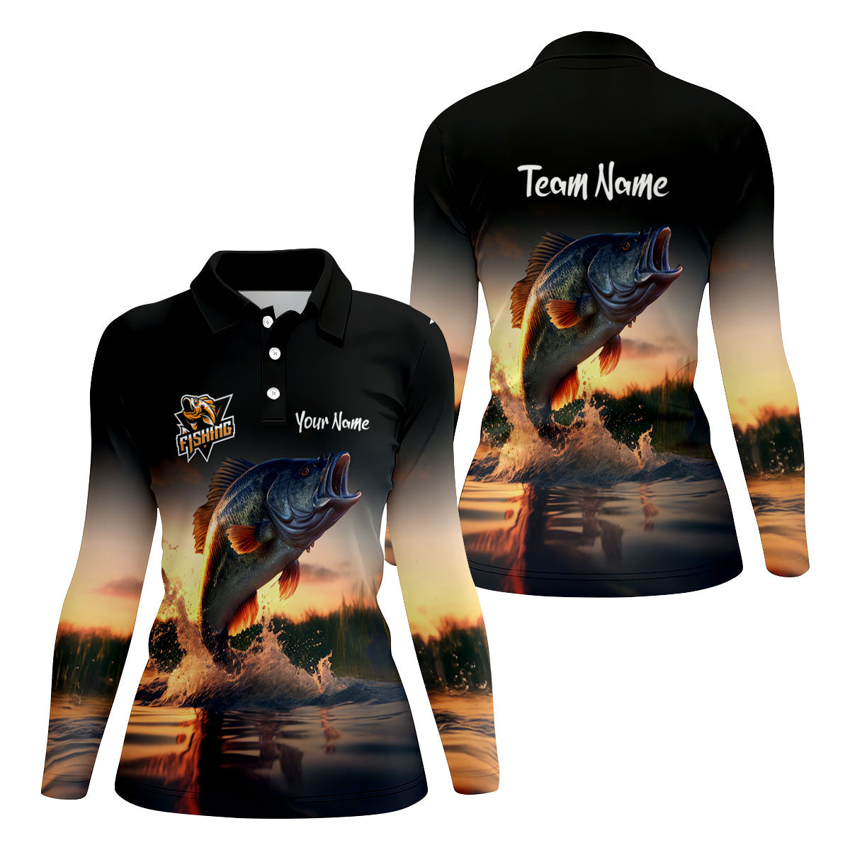 Largemouth Bass Fishing Performance Fishing Shirts, Fishing UPF Shirts, Fishing Shirt For Women
