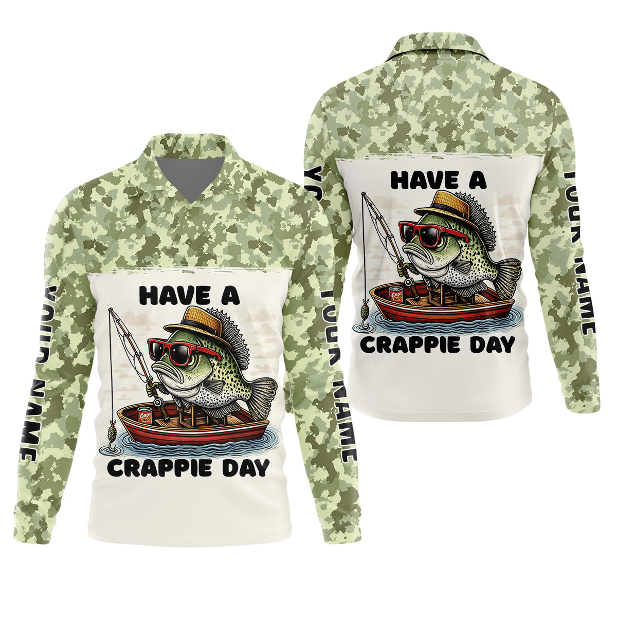 Have A Crappie Day Camo Fishing Shirt, Fishing UPF Shirts, Fishing Gift for Men, Men's Fishing Shirt