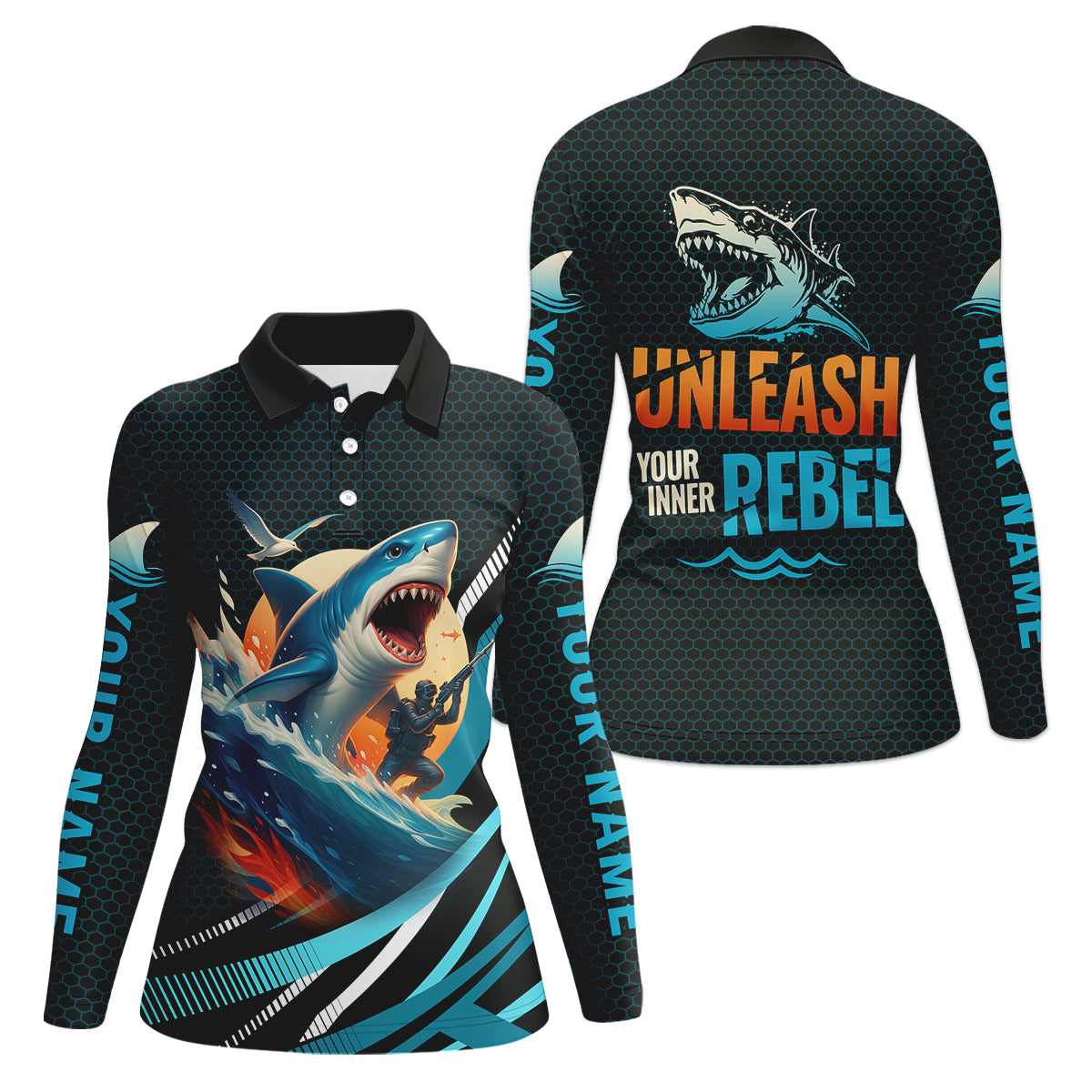 Shark Fishing SPF Shirt, Unleash Your Inner Rebel Performance Fishing Shirts, Fishing Shirt For Women
