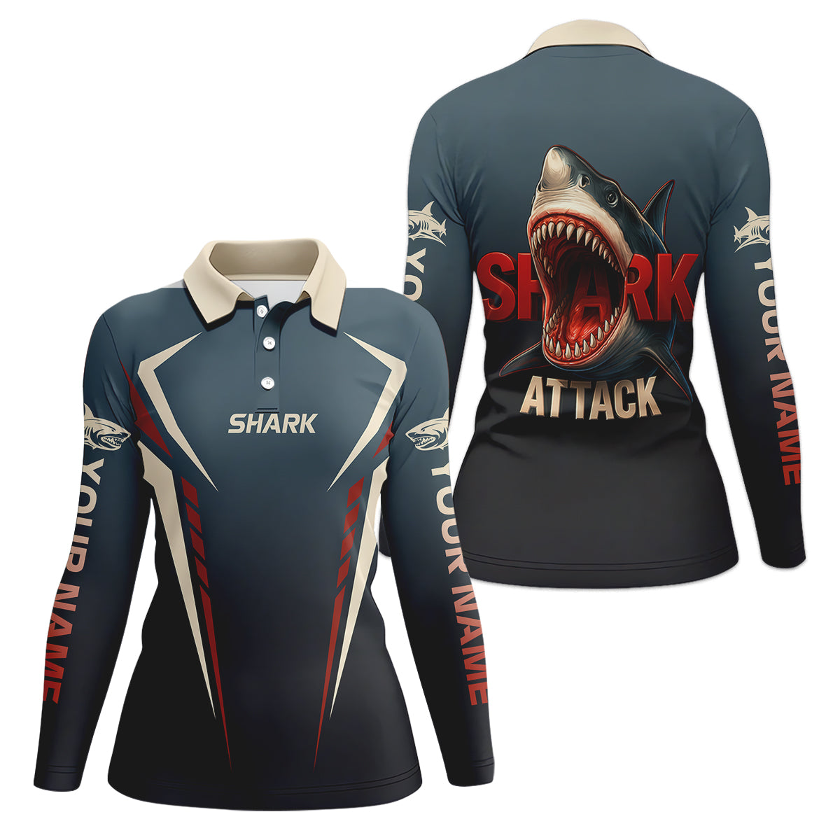 Shark Attack Fishing UPF Shirts, Fishing Jersey, Fishing Tournament Shirt, Fishing Shirt For Women