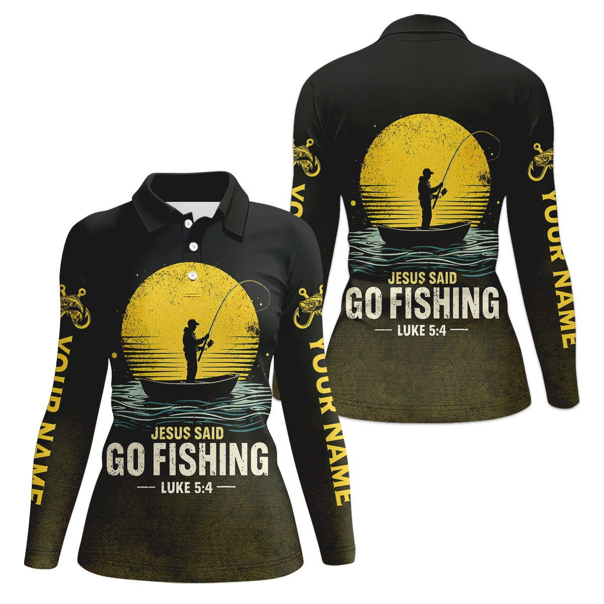 Jesus Said Go Fishing Bible Fishermen Christian Fishing UPF Shirts, Fishing Shirt For Women