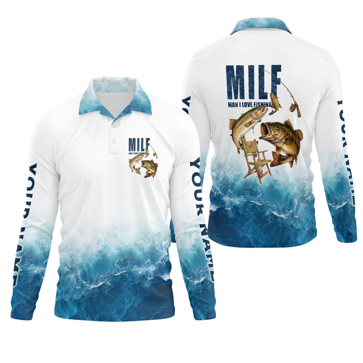 Funny MILF Man I Love Fishing Shirt, Custom Name Fisherman Gift for Men, Fishing UPF Shirts