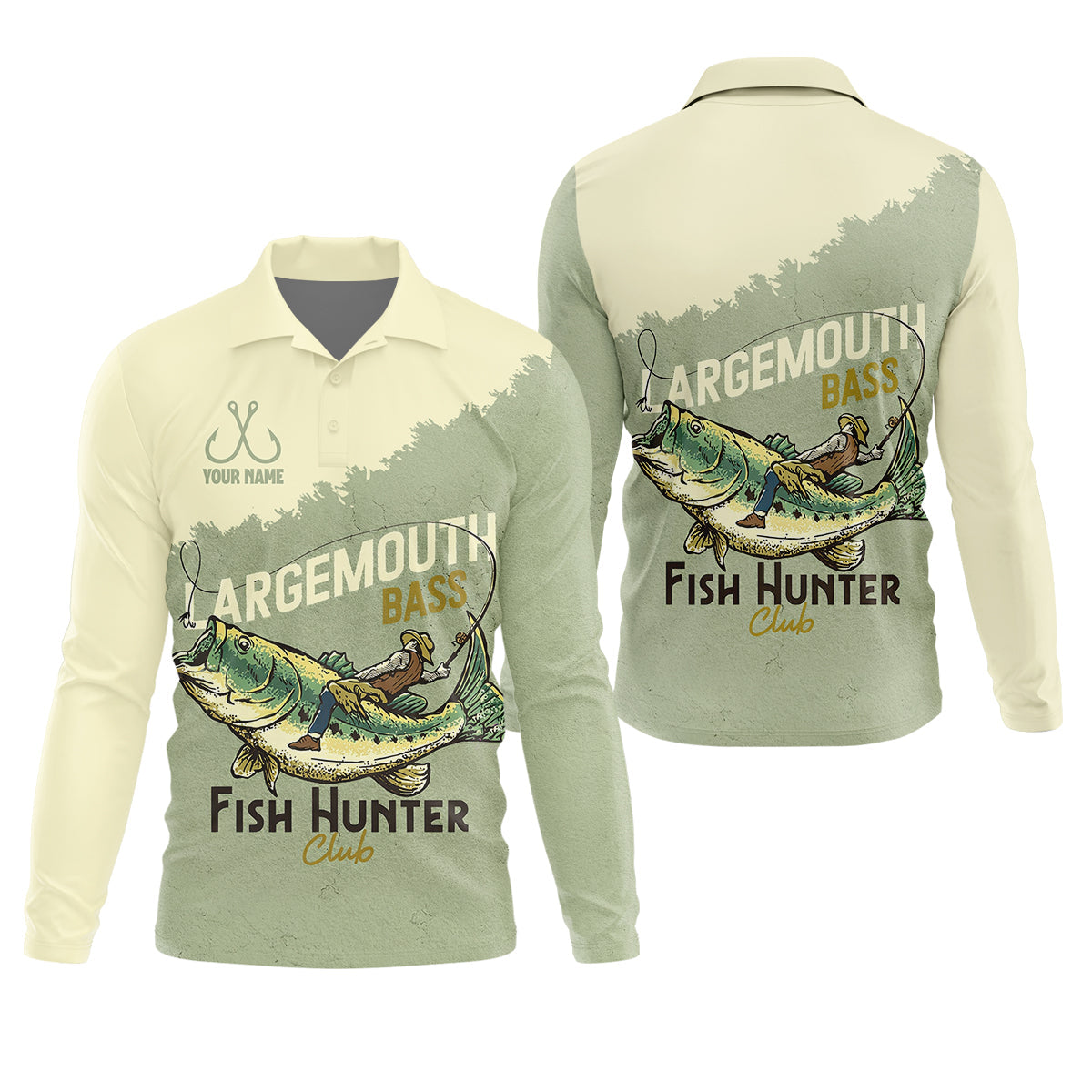 Largemouth Bass Fish Hunter Club Fishing UPF Shirts, Funny Fishing Shirt, Fishing Shirts For Men