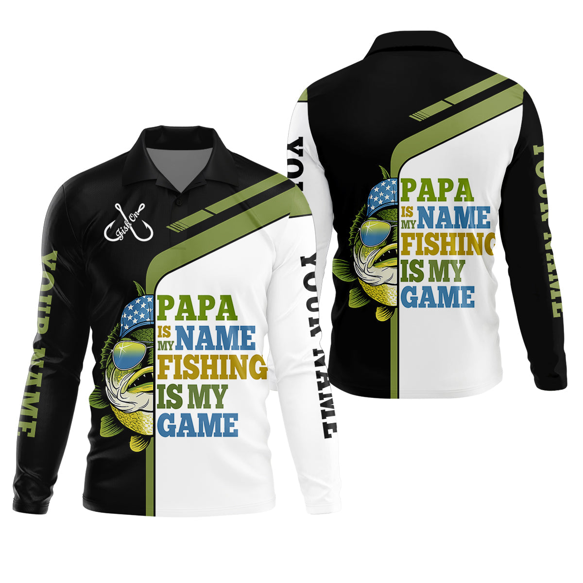 Papa Is My Name Fishing Is My Game Funny Fishing Shirt For Dad, Fishing UPF Shirts, Fishing Shirts For Men