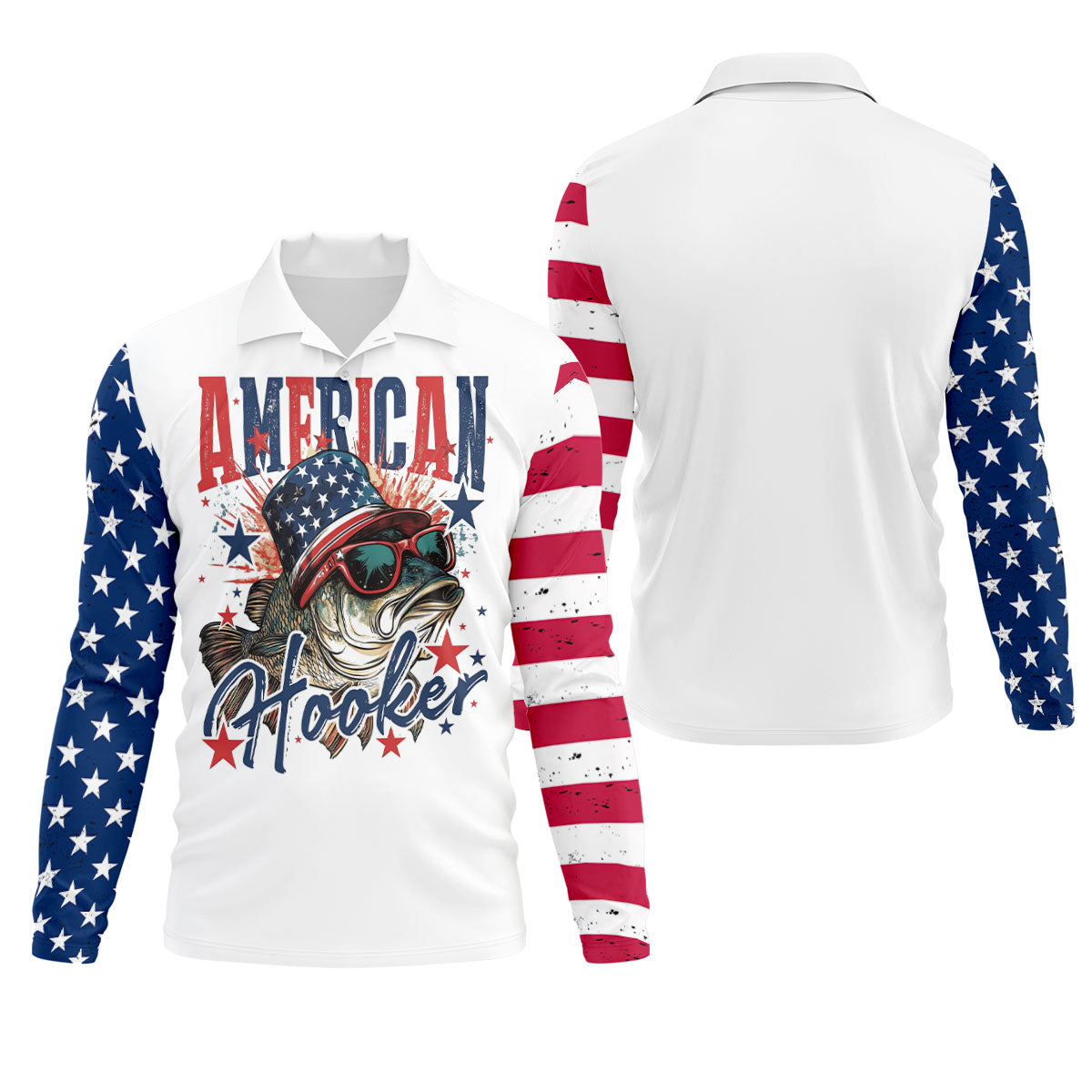 American Hooker Patriotic Fishing Shirt, Fishing UPF Shirts, 250th Anniversary Men's Fishing Shirt