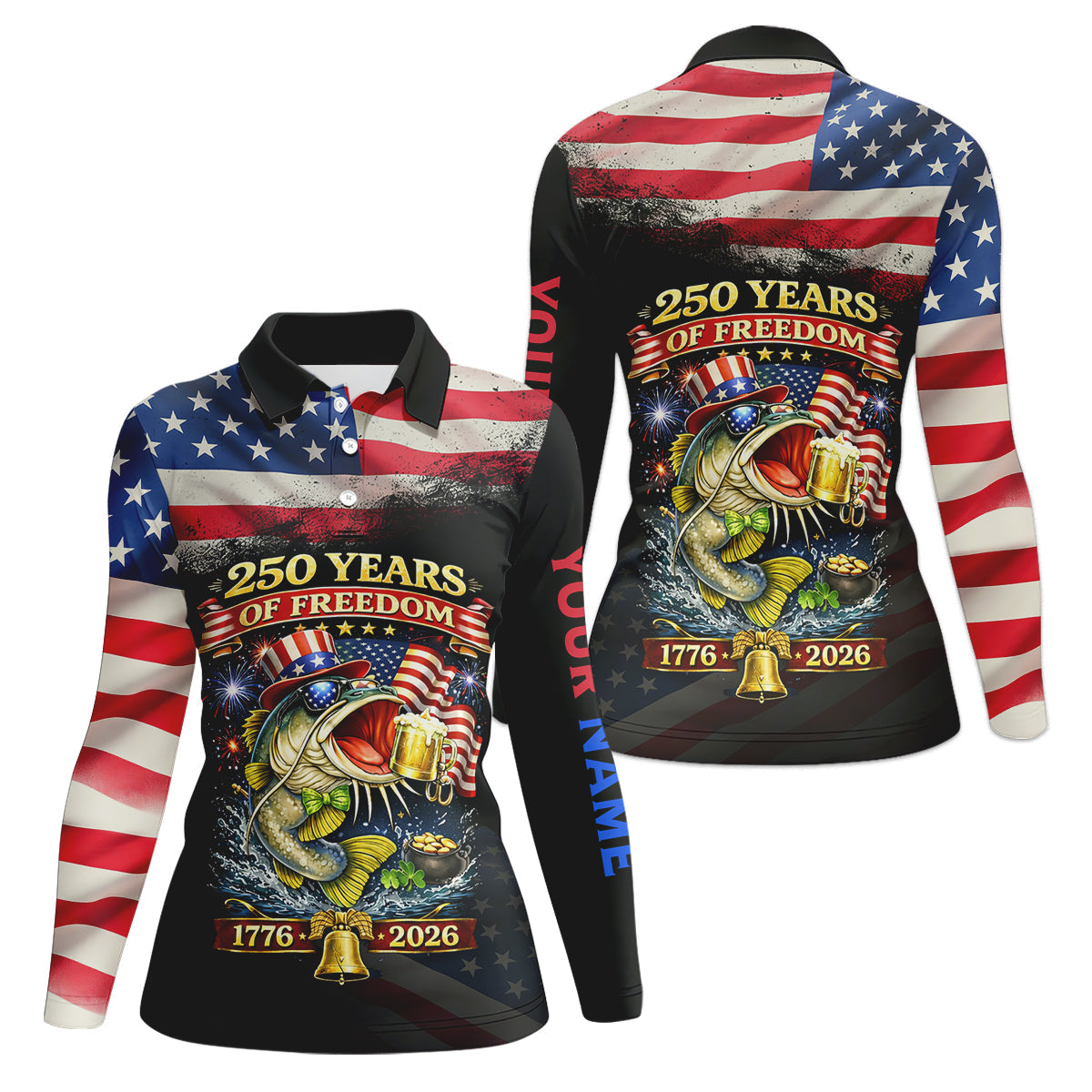 250 Years Of Freedom Fishing And Beer Patriotic Fishing Shirt, Fishing UPF Shirts, Women Fishing Shirt