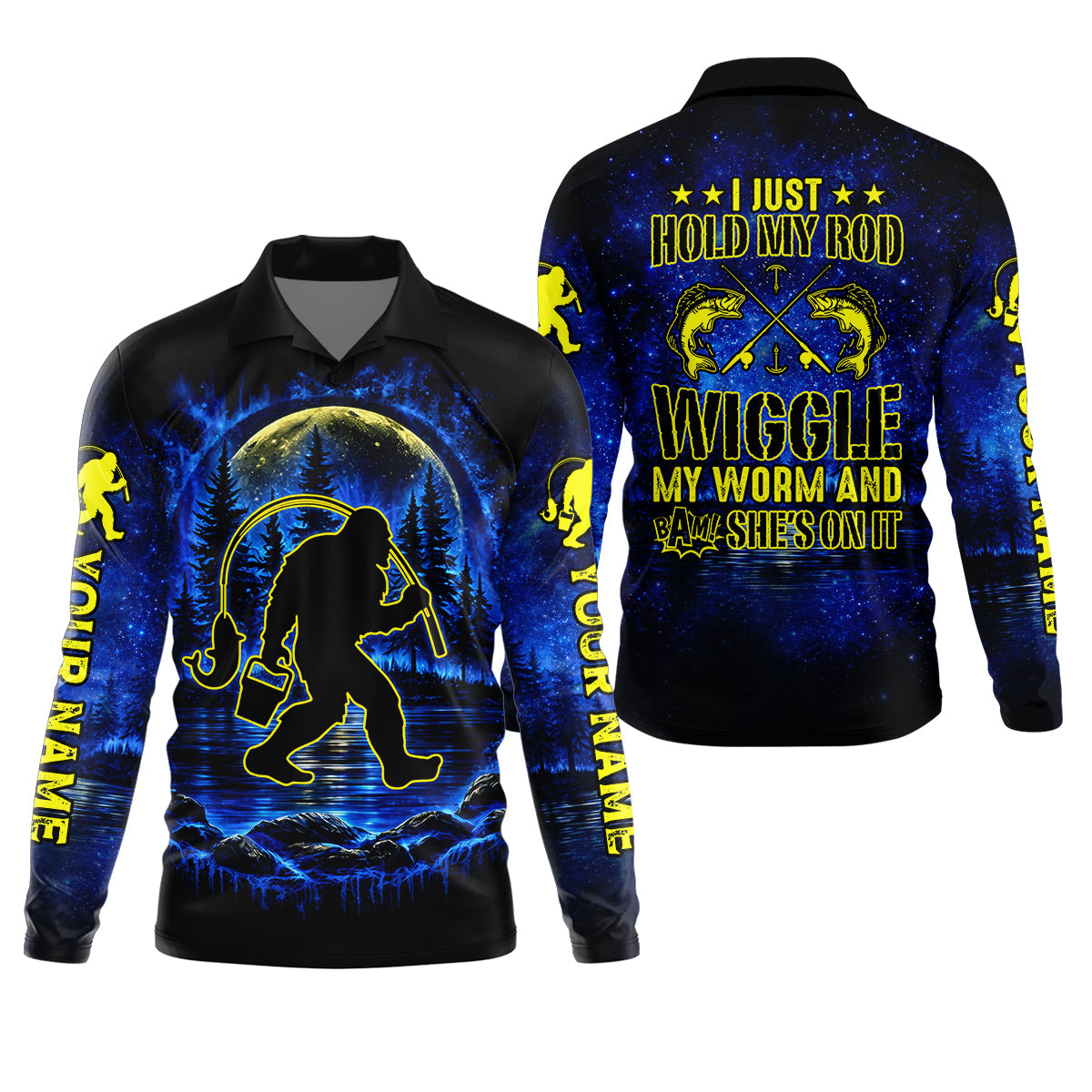 That Wiggle Means It’s On – Bigfoot Fishing Shirt, Fishing UPF Shirts, Funny Fishing Shirt