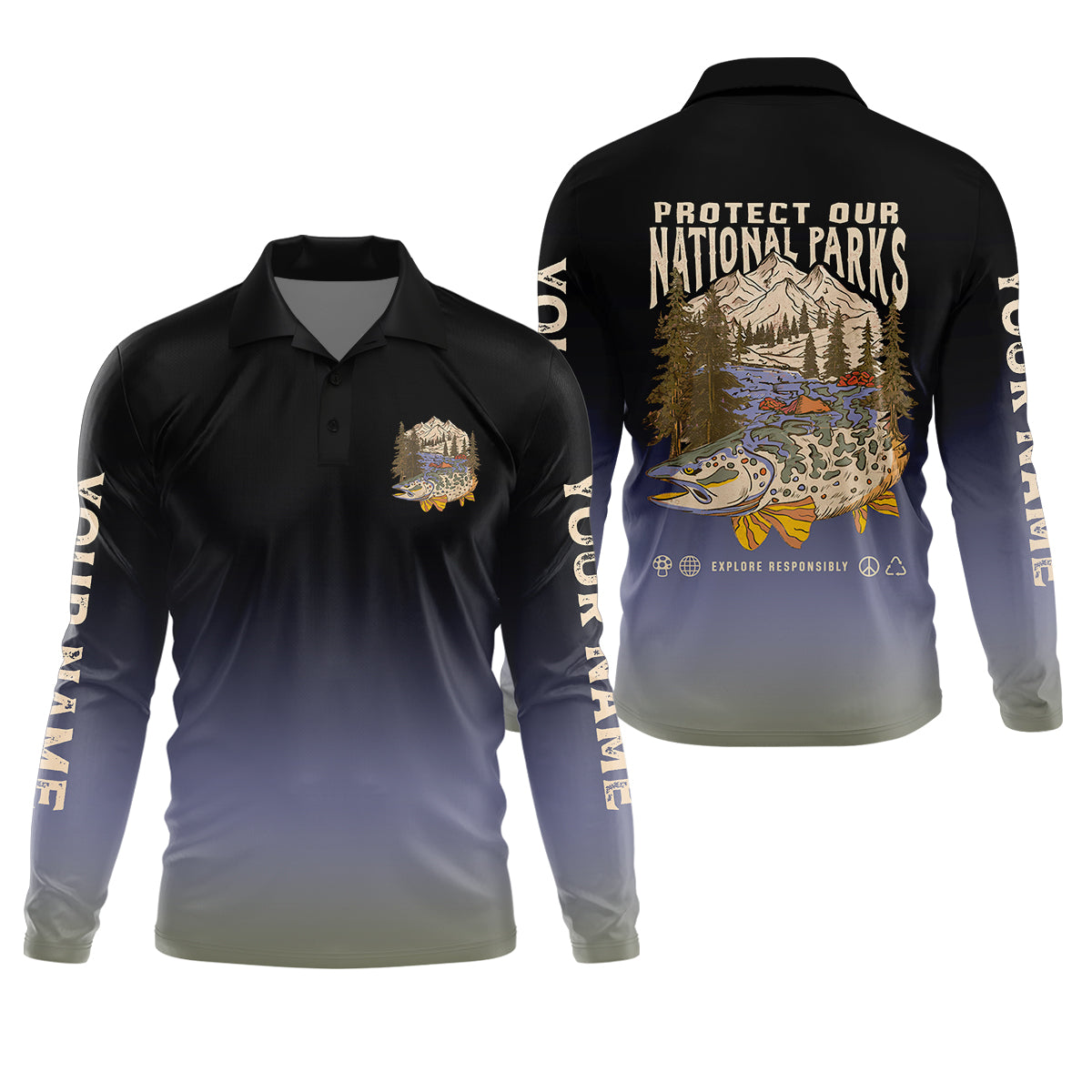 Protect Our National Parks Fishing UPF Shirts, Custom Fishing Shirt, Fishing Gift for Men, Men's Fishing Shirt
