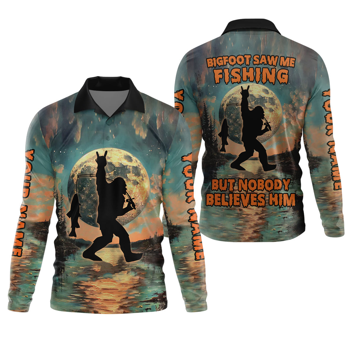 Bigfoot Saw Me Fishing But Nobody Believes Him Funny Sasquatch Fishing SPF Shirt For Men