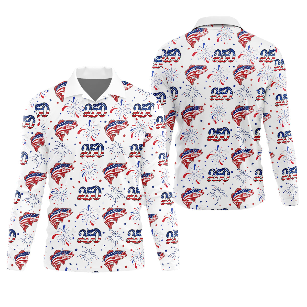 Largemouth Bass Fishing Patriotic Fishing Shirt, Fishing UPF Shirts, 250th Anniversary Fishing Shirts For Men