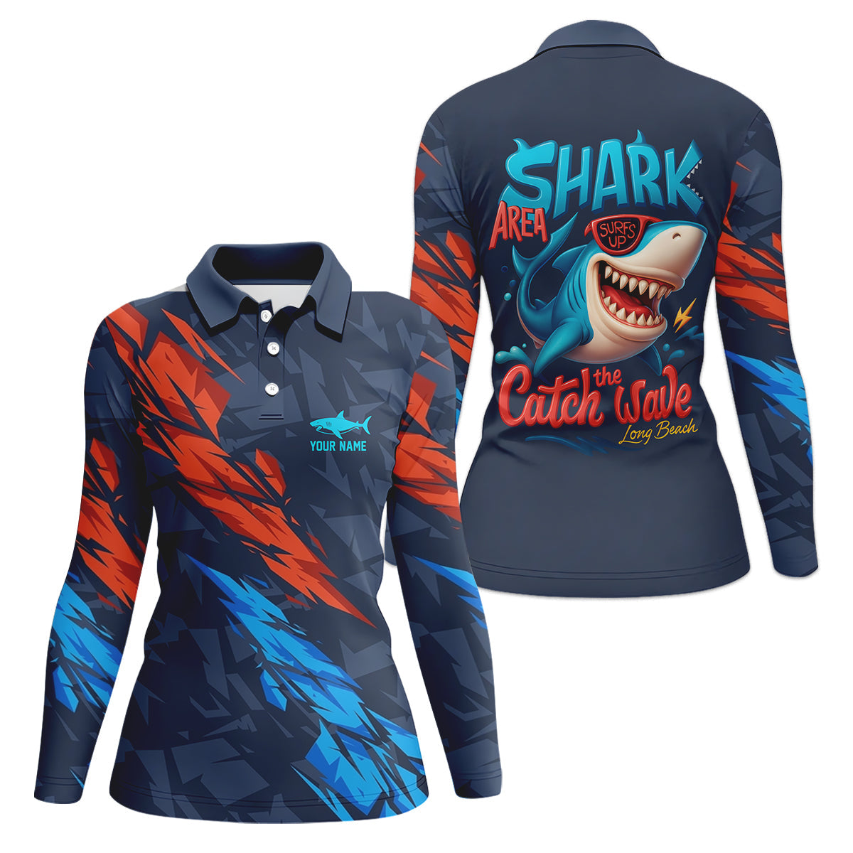 Shark Fishing SPF Shirt, Shark Area Surf's Up The Catch Wave Funny Fishing Shirt, Female Fishing Shirts