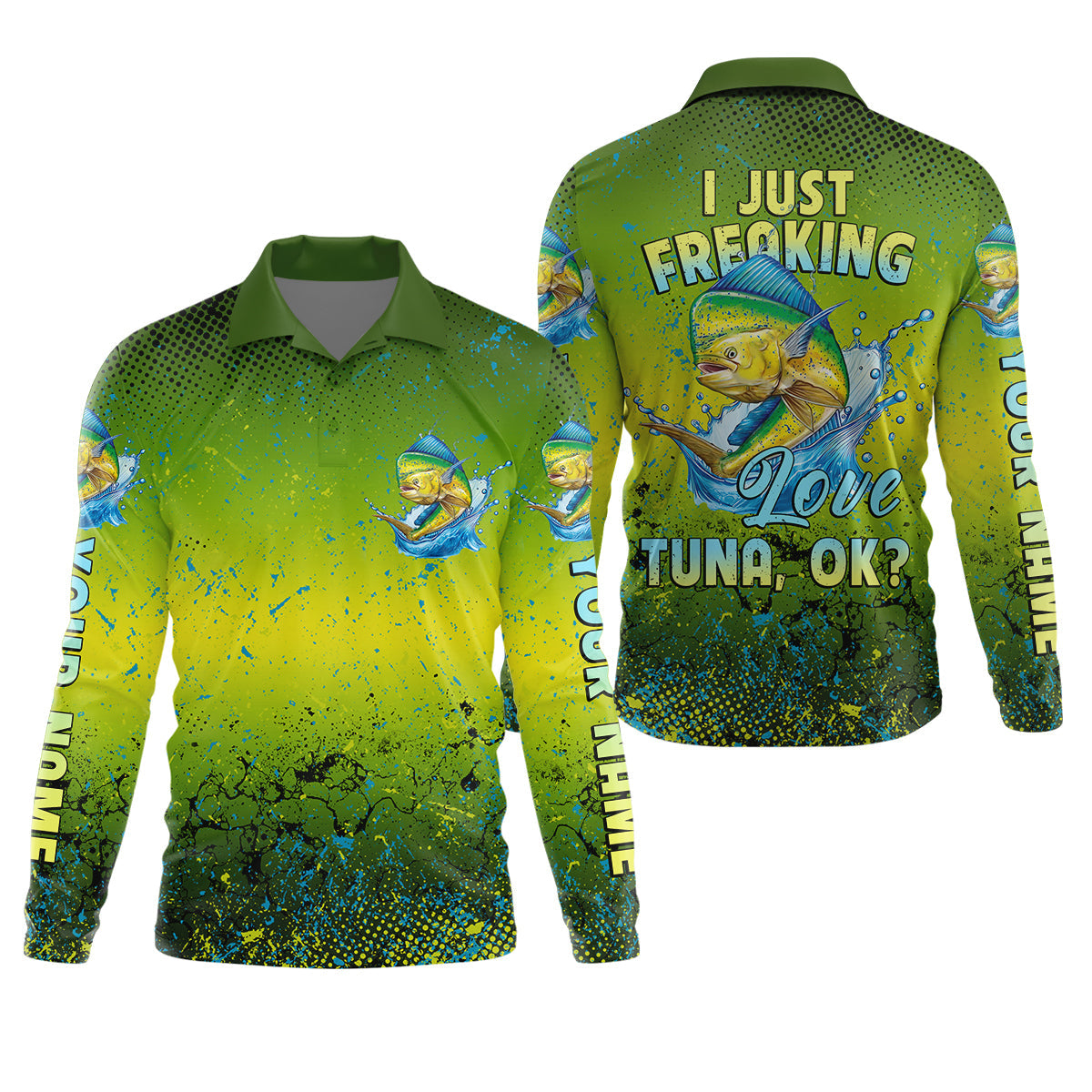 I Just Freaking Love Tuna Custom Name Fishing UPF Shirts, Gift For Fisherman, Men's Fishing Shirt