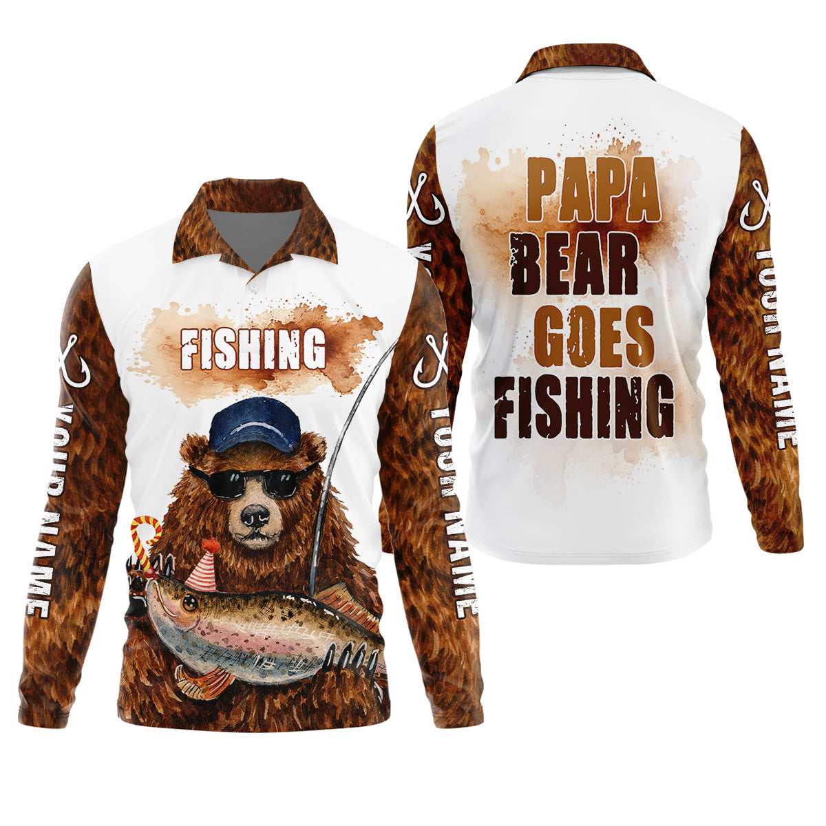 Papa Bear Goes Fishing Funny Fishing Shirt, Fishing UPF Shirts, Father's Day Fishing Shirts For Men
