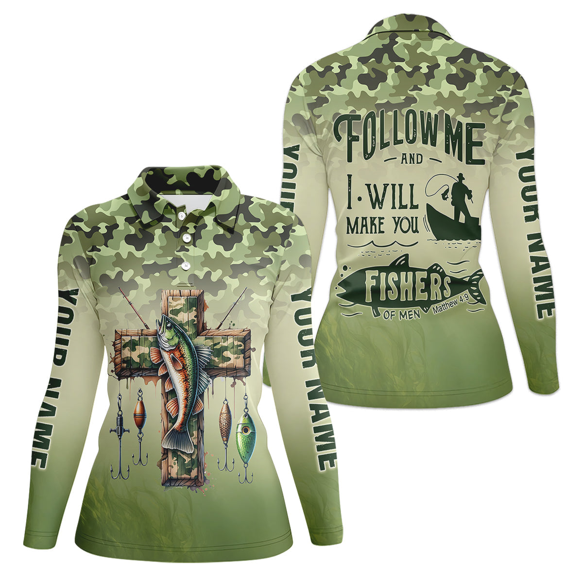 I Will Make You Fishers Of Men Camouflage Fishing Shirts, Fishing UPF Shirts, Christian Fishing Shirt For Women