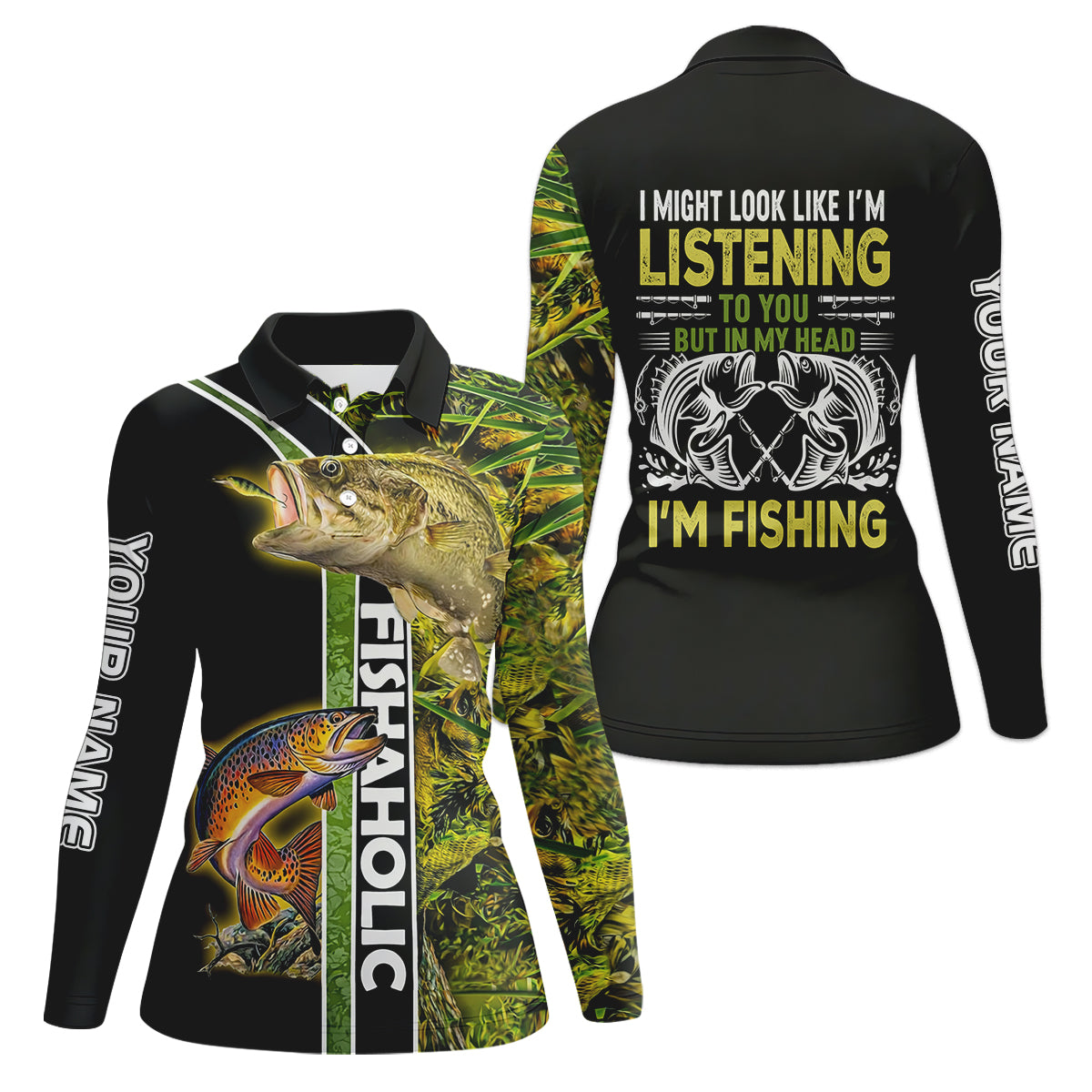 In My Head I'm Fishing Fishaholic Funny Fishing Shirt, Fishing UPF Shirts, Fishing Shirt For Women