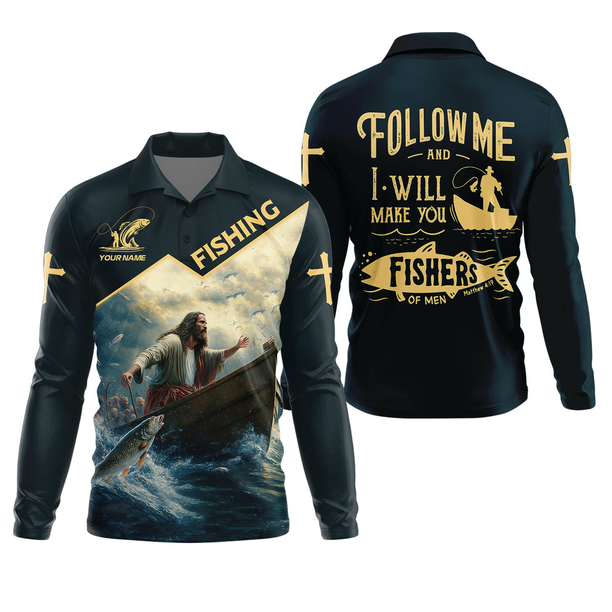I Will Make You Fishers Of Men Christian Fishing Bible Fishing UPF Shirts, Fishing Shirts For Men