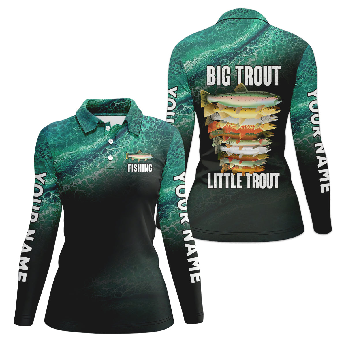 Big Trout Little Trout Water Ripple Fishing UPF Shirts, Funny Fishing Shirt, Fishing Shirt For Women