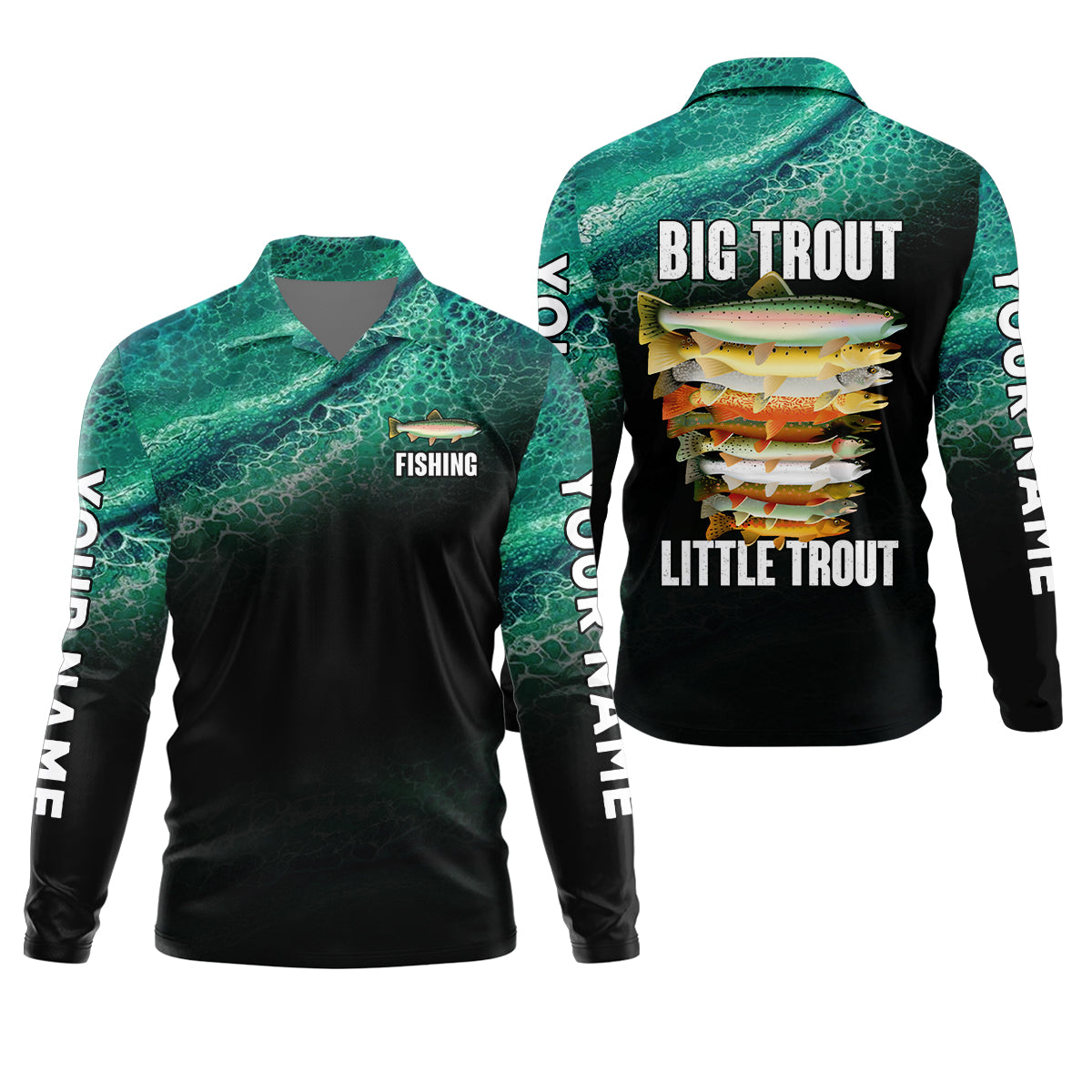 Big Trout Little Trout Water Ripple Fishing UPF Shirts, Funny Fishing Shirt, Fishing Shirts For Men