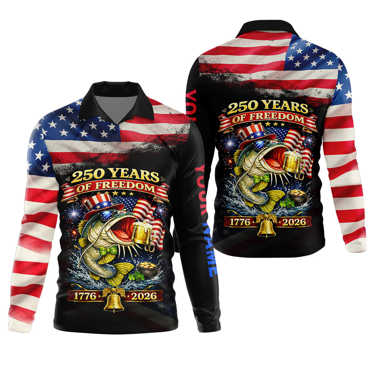 250 Years Of Freedom Fishing And Beer Patriotic Fishing Shirt, Fishing UPF Shirts, Fishing Shirts For Men