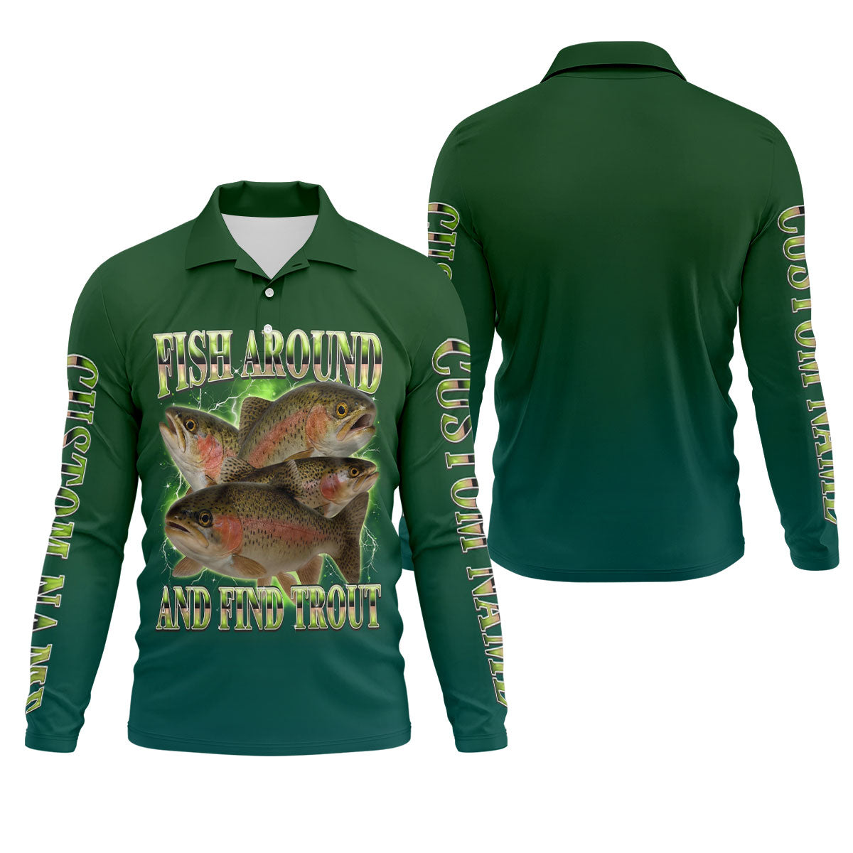 Fish Around And Find Trout Fishing UPF Shirts, Funny Fishing Shirt, Fishing Shirts For Men