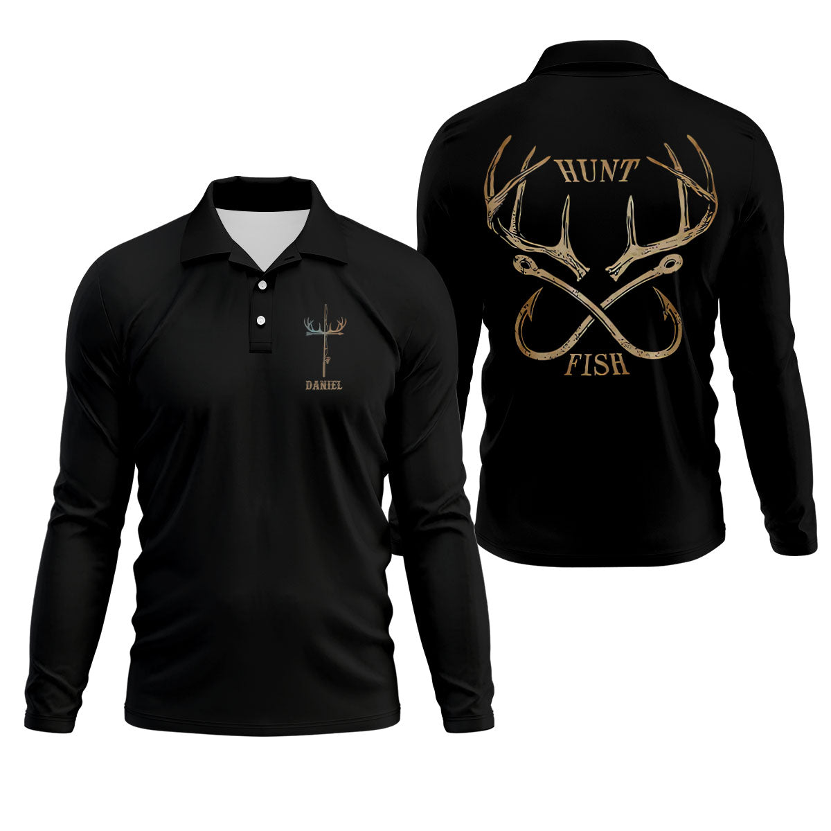 Hunt Fish Faith Cross Performance Fishing Shirts, Fishing UPF Shirts, Fishing Shirts For Men