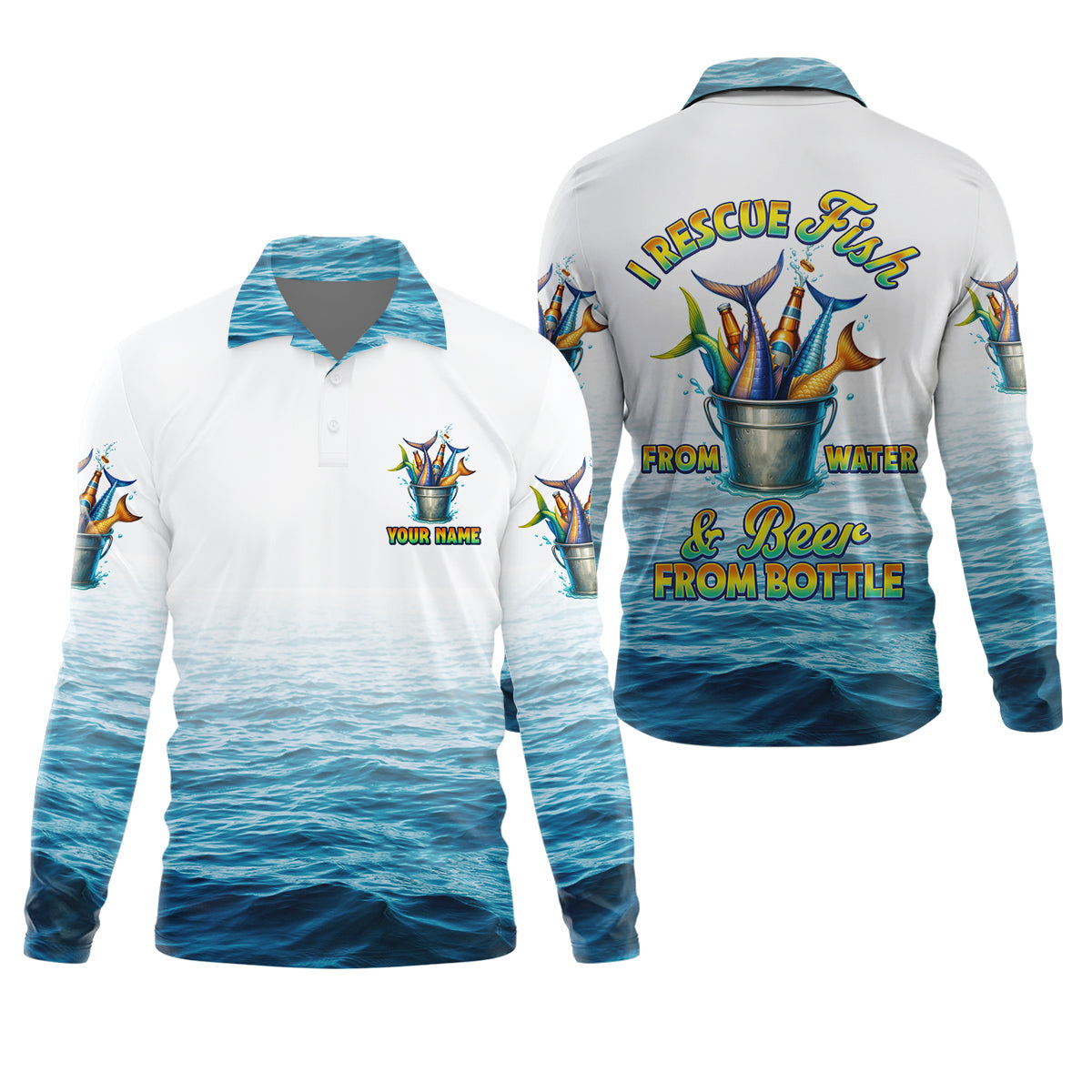 I Rescue Fish From Water And Beer From Bottle Fishing UPF Shirts, Fishing Gifts For Men, Men's Fishing Shirt