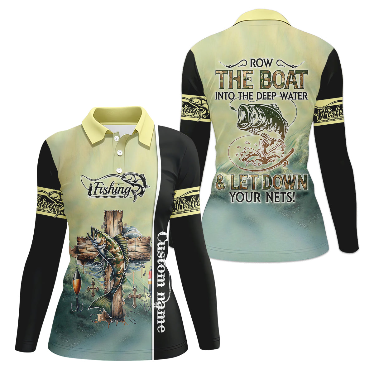 Let Down Your Nets Camouflage Fishing Shirts, Christian Fishing Women SPF Shirt, Female Fishing Shirts