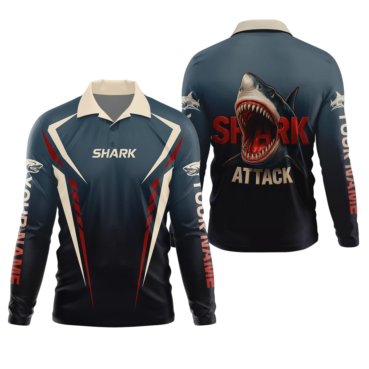 Shark Attack Fishing UPF Shirts, Fishing Tournament Shirt, Custom Fishing Shirt, Presents For Fishermen