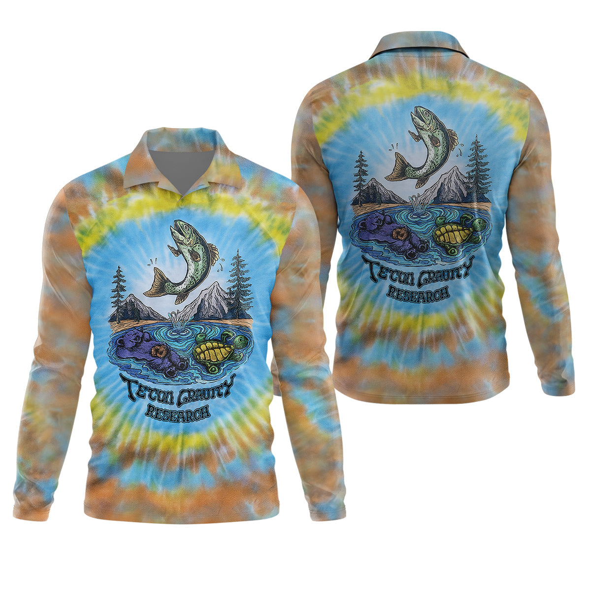 Tie Dyed Pattern Fishing UPF Shirts, Fishing Gifts For Men, Men's Fishing Shirt, Fishing Shirts For Men