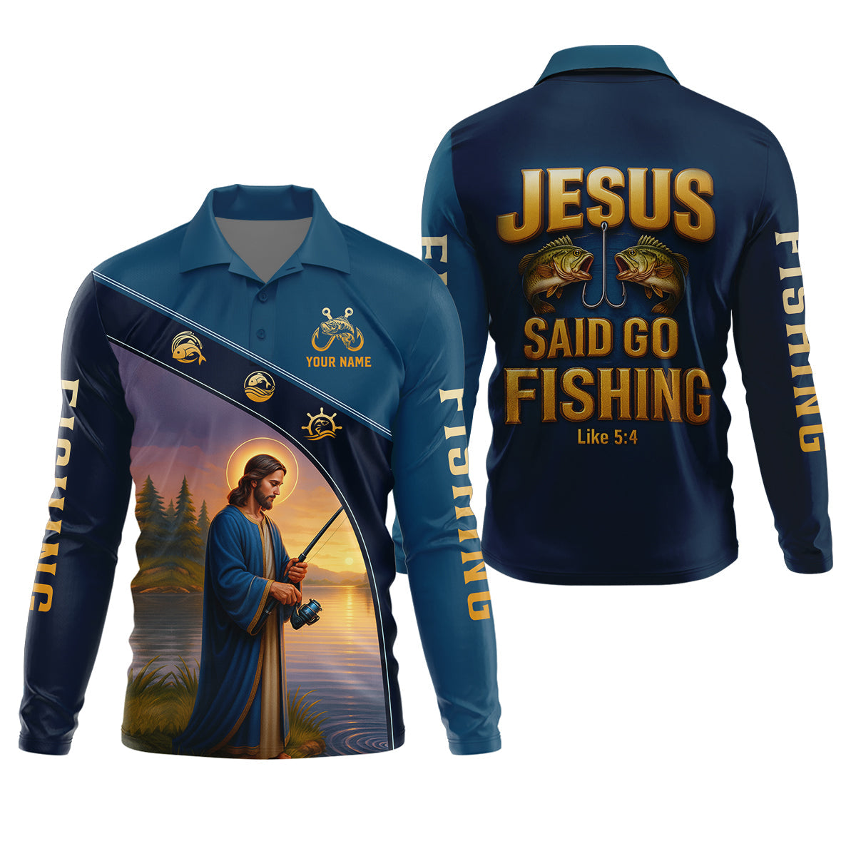 Jesus Said Go Fishing Funny Fishing Shirt, Christian Fishing SPF Shirt For Men, Men's Fishing Shirts Long Sleeve