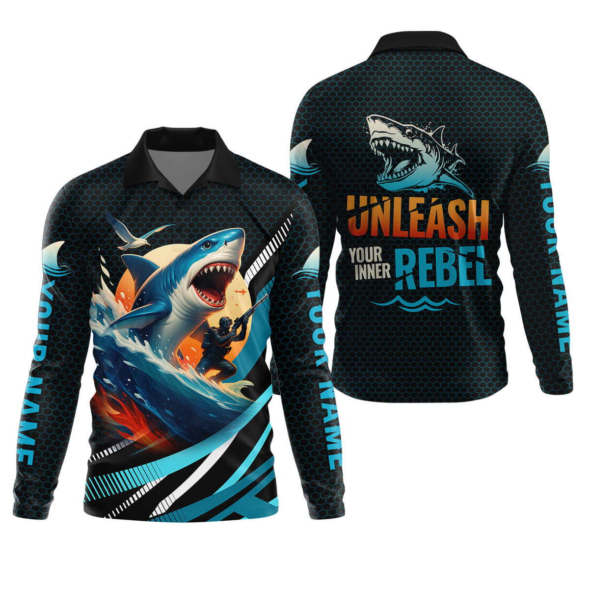 Shark Fishing SPF Shirts, Unleash Your Inner Rebel Performance Fishing Shirts, Fishing Shirts For Men