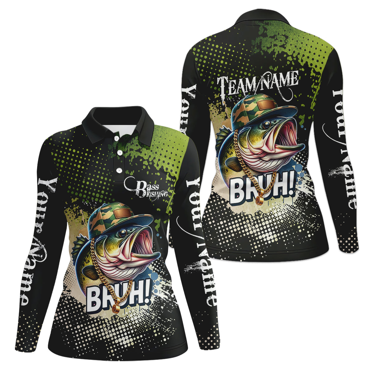 Bass Fishing Shirt, Fishing UPF Shirts, Team Fishing Shirt, SPF Long Sleeve Shirts Womens