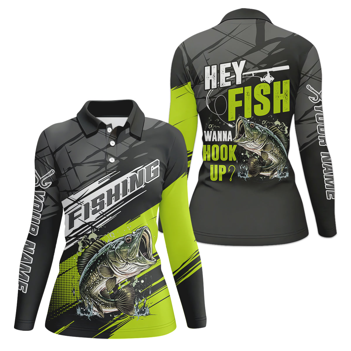 Hey Fish Wanna Hook Up Neon Fishing Women SPF Shirt, Funny Fishing Shirt, Fishing Shirt For Women