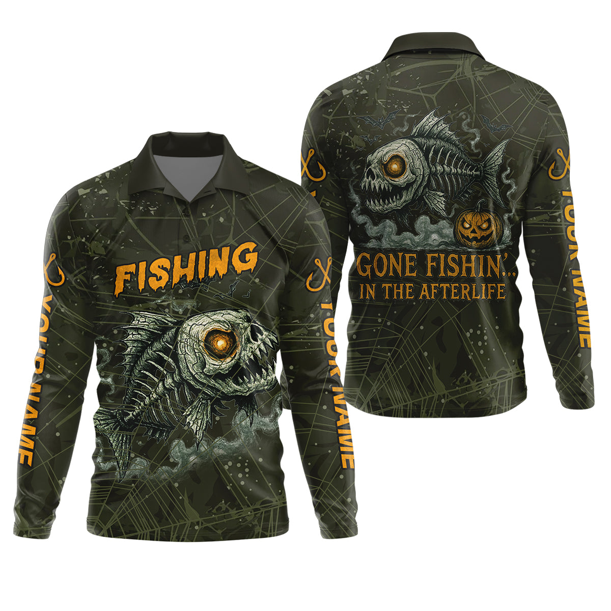 Gone Fishin In The Afterlife Horror Fishing SPF Shirt For Men, Halloween Fishing Jersey, Presents For Fishermen