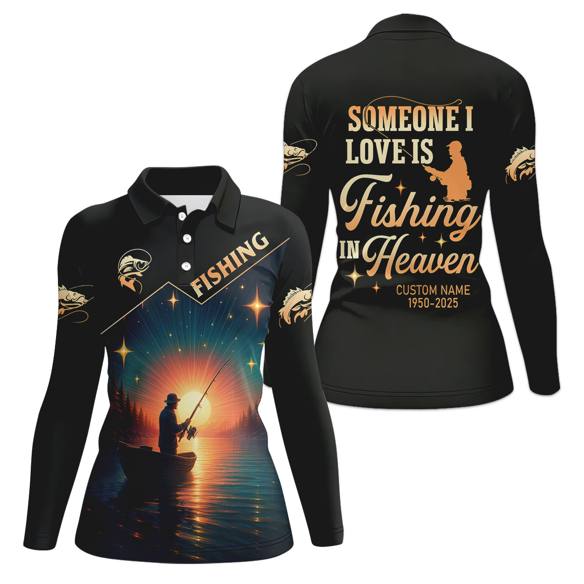 Someone I Love is Fishing in Heaven Shirt, Funny Fishing T-shirt, Women SPF Shirt, Female Fishing Shirts
