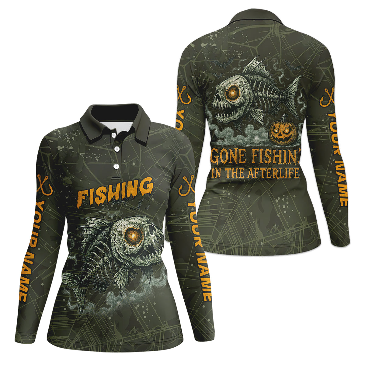 Gone Fishin In The Afterlife Horror Fishing Women SPF Shirt, Halloween Fishing Jersey, Fishing Shirt For Women