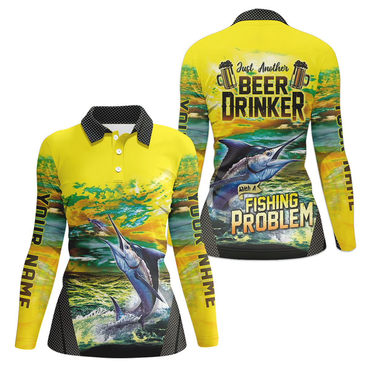 Just Another Beer Drinker With A Fishing Problem Women's Fishing Shirt, UPF Fishing Shirt, Fishing Gifts For Women