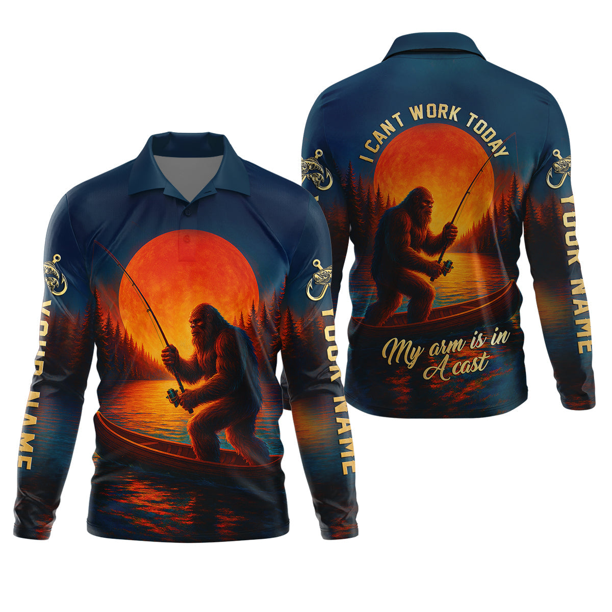 I Can't Work Today My Arm Is In A Cast Fishing UPF Shirts, Funny Fishing Shirt, Fishing Gifts For Men