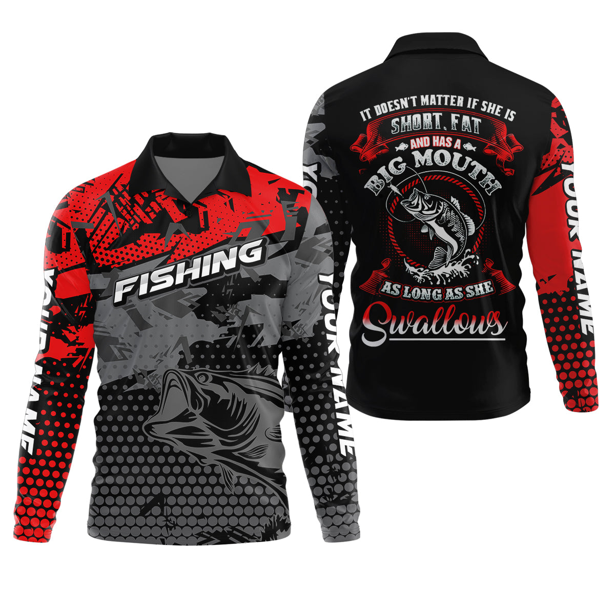 As Long As She Swallows Funny Fishing Shirt, SPF Shirt For Men, Gift For Fisherman, Men's Fishing Shirt