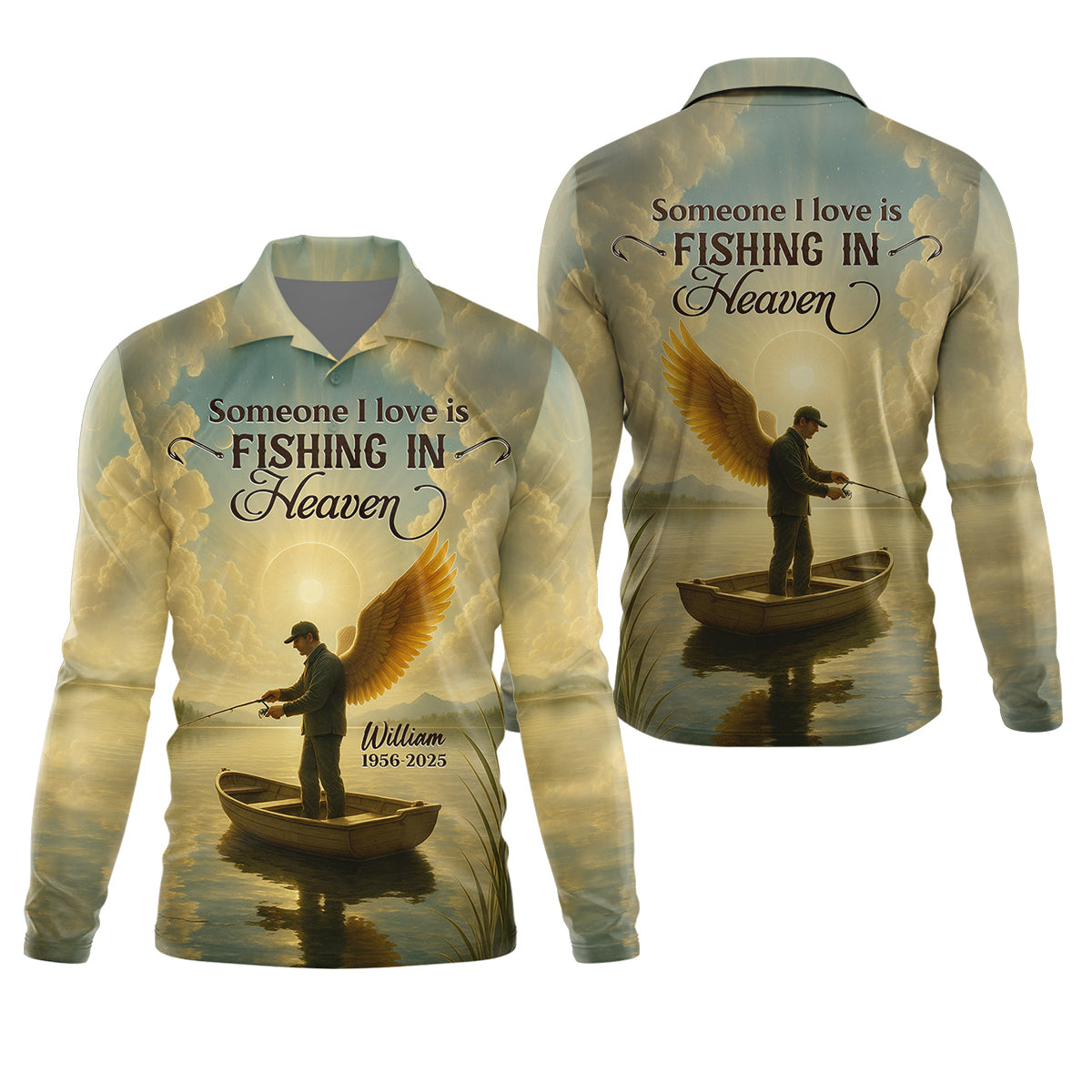 Fishing In Heaven Fishing UPF Shirts, Fishing Memorial Presents For Fishermen, Fishing Shirts For Men