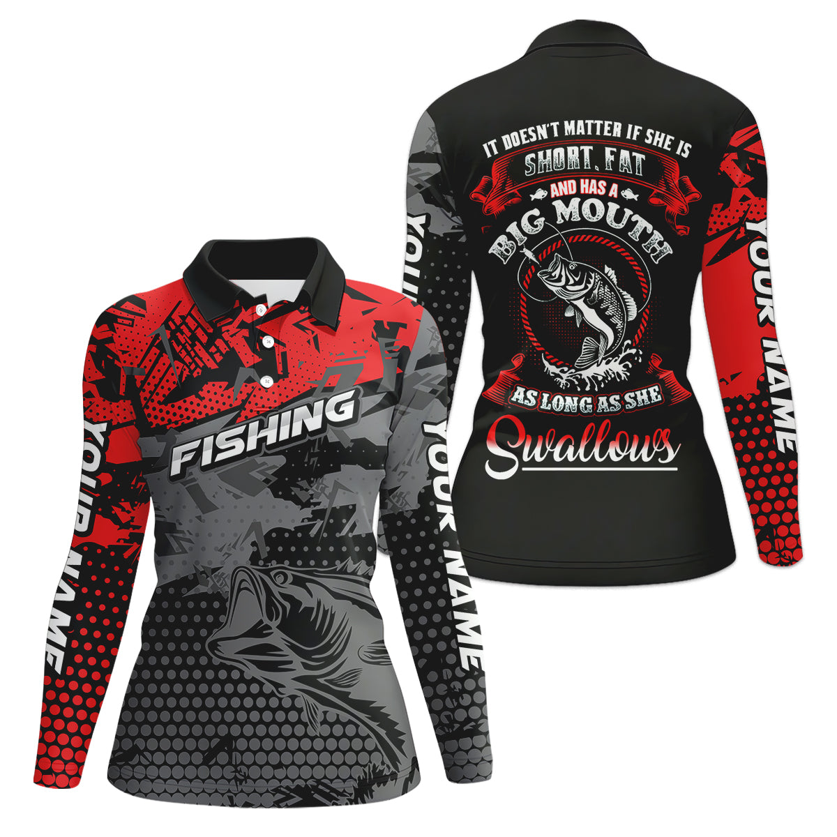 As Long As She Swallows Funny Fishing Shirt, Women SPF Shirt, Women Fishing Shirt, Female Fishing Shirts