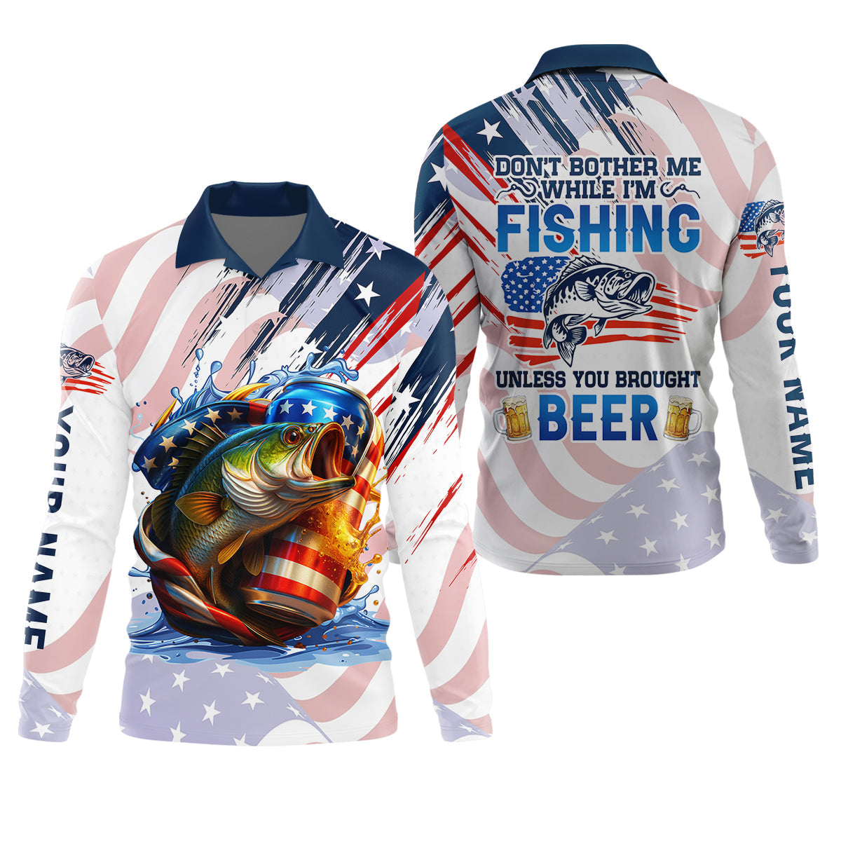 Don't Bother Me While I'm Fishing Beer Patriotic Fishing Shirt, SPF Shirt For Men, Funny Fishing Shirt
