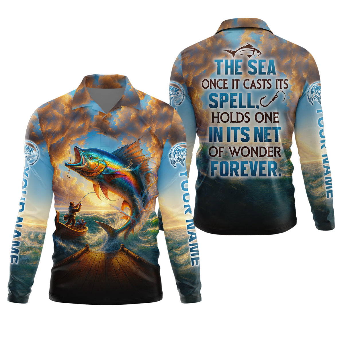 The Sea Once It Casts Its Spell Sailfish Fishing SPF Shirt For Men, Presents For Fishermen, Men's Fishing Shirt