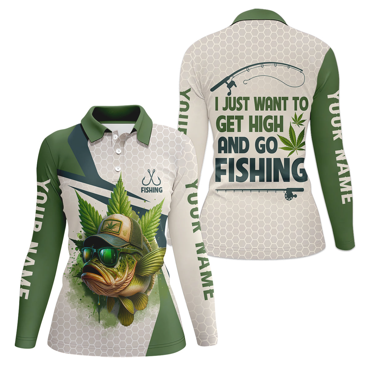 I Just Want To Get High And Go Fishing Largemouth Bass Fishing Women SPF Shirt, Funny Fishing Shirt