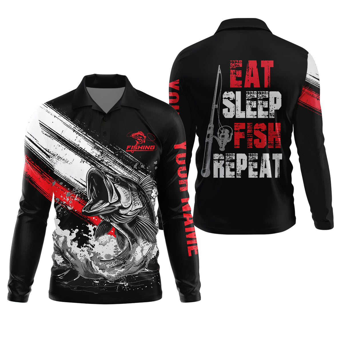 Eat Sleep Fish Repeat Water Splash Fishing UPF Shirts, Fisherman Gift, Fishing Shirts For Men