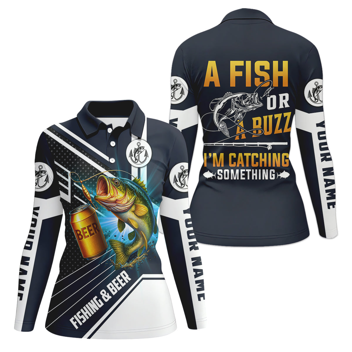 A Fish Or A Buzz I'm Catching Something Funny Fishing Shirt, Fishing And Beer Women SPF Shirt
