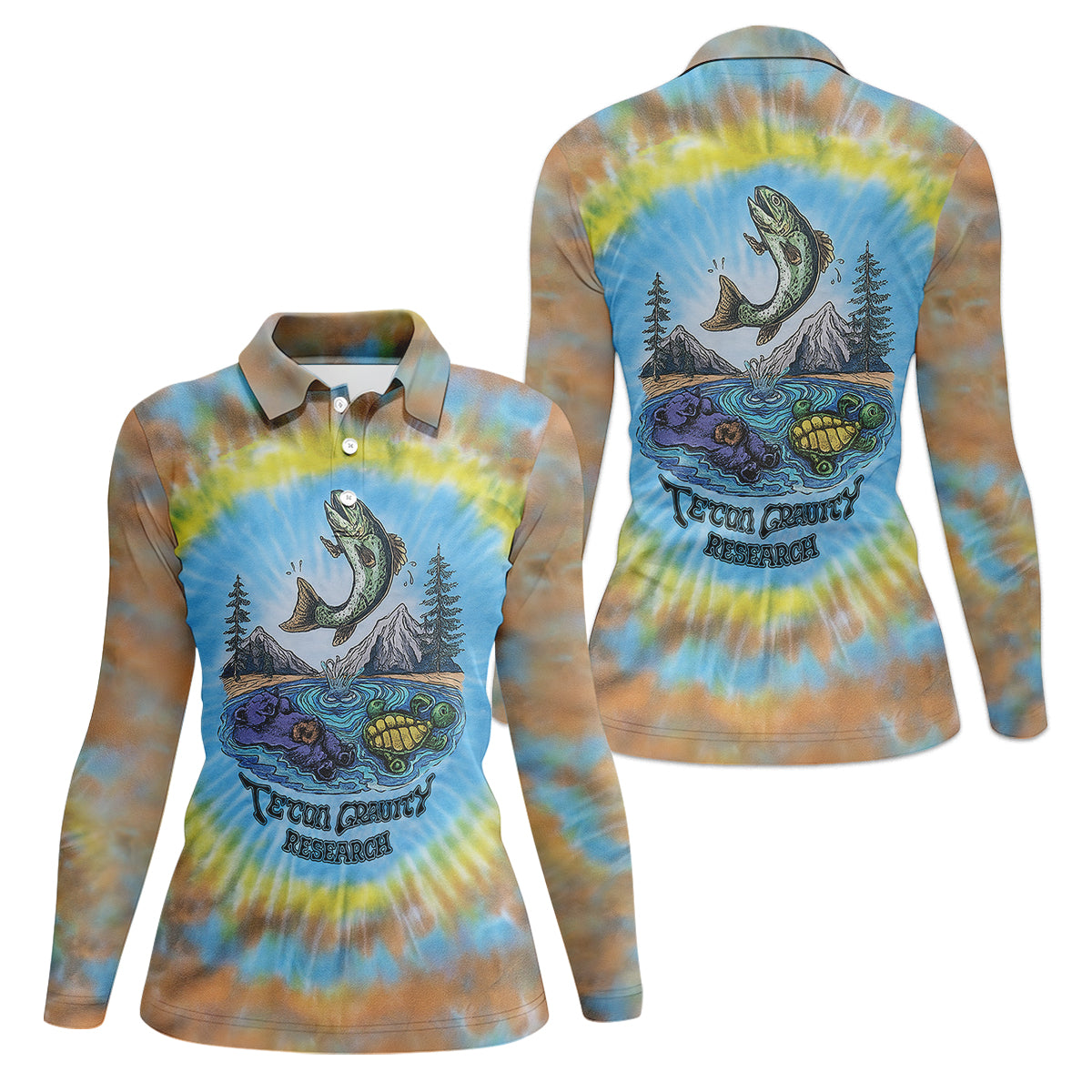 Tie Dyed Pattern Fishing UPF Shirts, Women SPF Shirt, Fishing Shirt For Women, Women Fishing Shirt