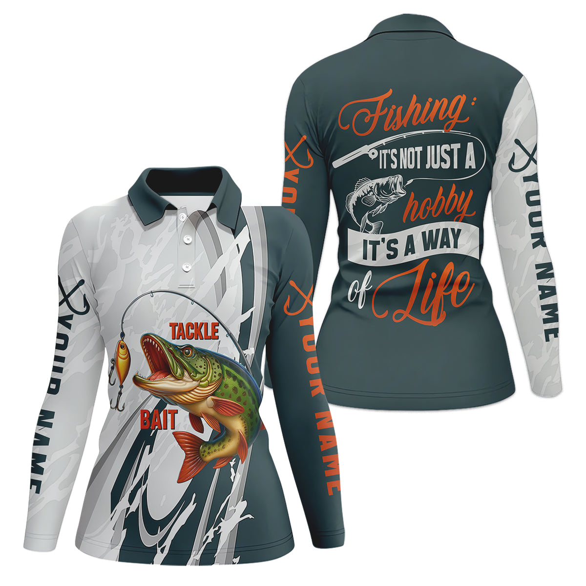 Tackle Bait Fishing UPF Shirts, Fishing Shirt For Women, Funny Fishing Shirt, SPF Long Sleeve Shirts Womens